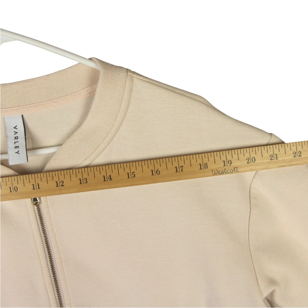 Varley Cole Bomber Cropped Jacket Womens Size Medium Light Pink Striped Trim - Picture 16 of 16